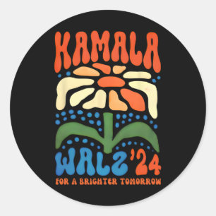 A Brighter Tomorrow Boho Aesthetic Kamala Waltz 20 Classic Round Sticker