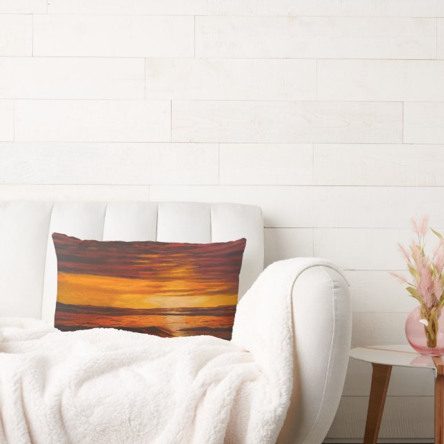 A Brillant Orange Sunset, By Gary Poling Lumbar Cushion (Couch)