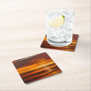 A Brillant Orange Sunset, By Gary Poling Square Paper Coaster