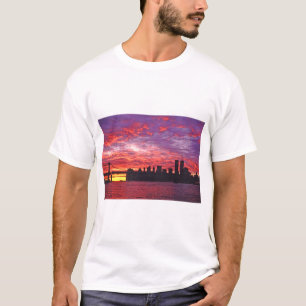 A Brilliant Sunset With The Silhouette Of The Low T-Shirt