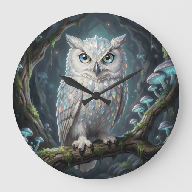 A brilliant white owl. large clock (Front)