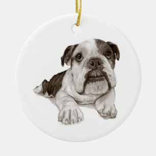 A Brindle Bulldog Puppy Ceramic Ornament