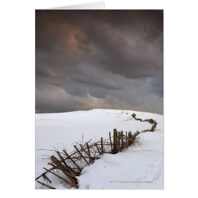 A Broken Fence Along A Snow Covered Field (Front)