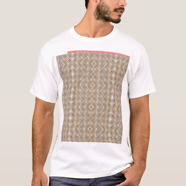 a brown and blue pattern on a white background T-Shirt (Front)