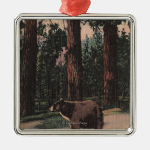 A Brown Bear in the Woods Metal Ornament