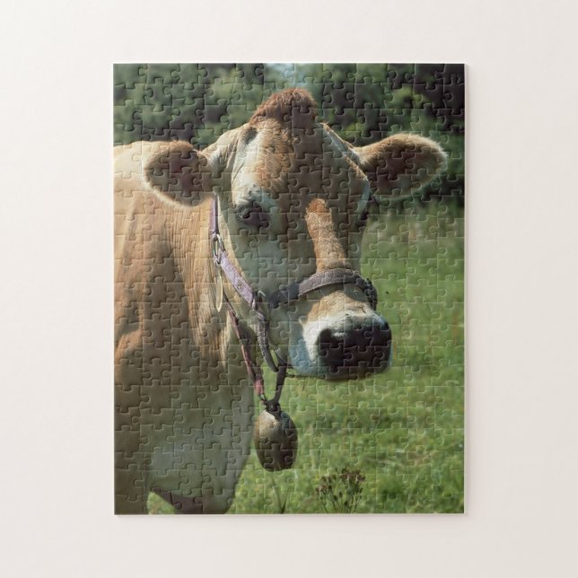 A Brown Jersey Cow In Summer Meadow jigsaw Puzzle (Vertical)