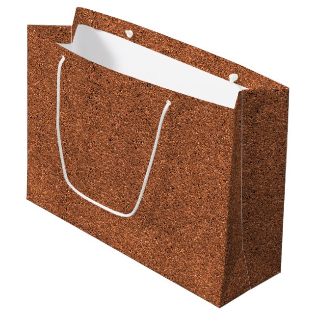 A brown paper bag with a white handle (Front Angled)