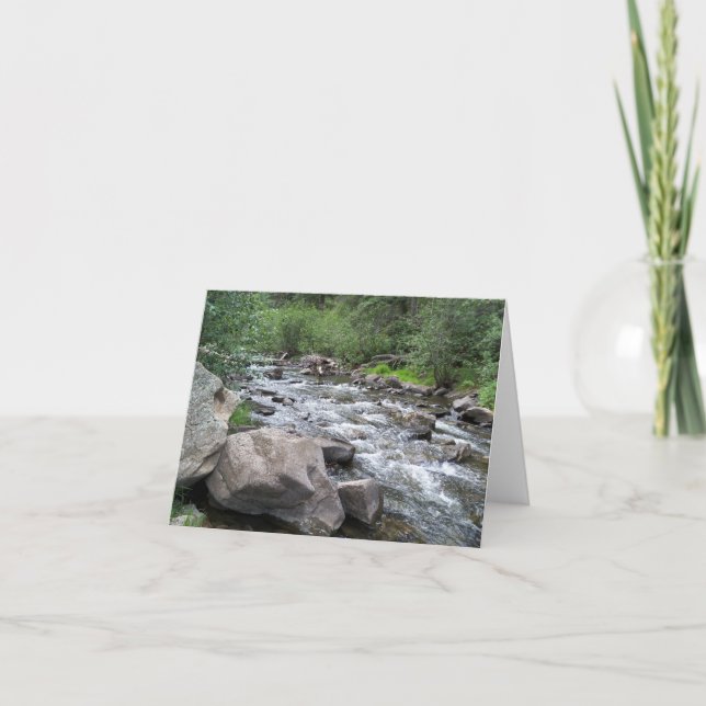 A bubbling stream and rocks note card (Front)
