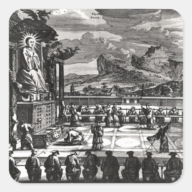 A Buddhist Ceremony from, 'Indiae Orientalis' Square Sticker (Front)
