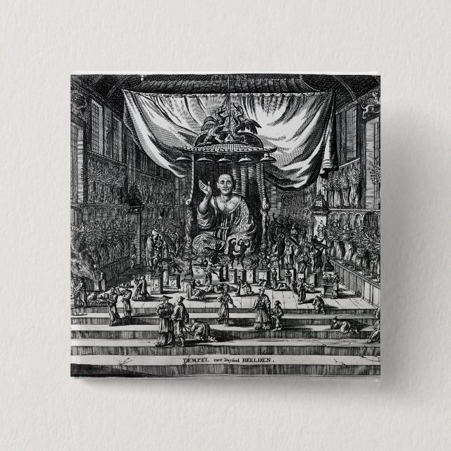 A Buddhist Temple, an illustration 15 Cm Square Badge (Front)