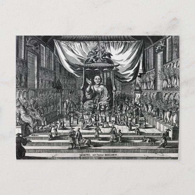 A Buddhist Temple, an illustration Postcard (Front)