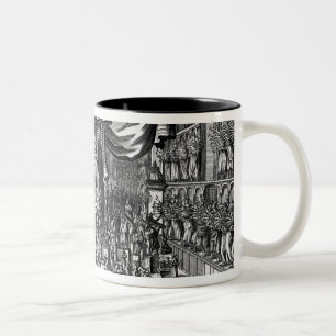 A Buddhist Temple, an illustration Two-Tone Coffee Mug