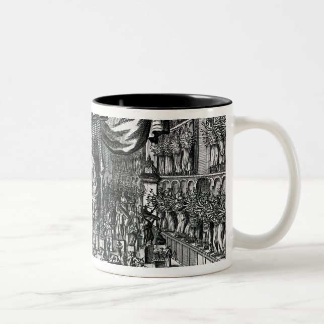 A Buddhist Temple, an illustration Two-Tone Coffee Mug (Right)