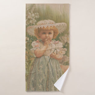 "A Budding Easter" Vintage Illustration, ca. 1890 Bath Towel Set