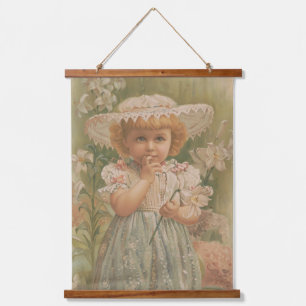 "A Budding Easter" Vintage Illustration, ca. 1890 Hanging Tapestry