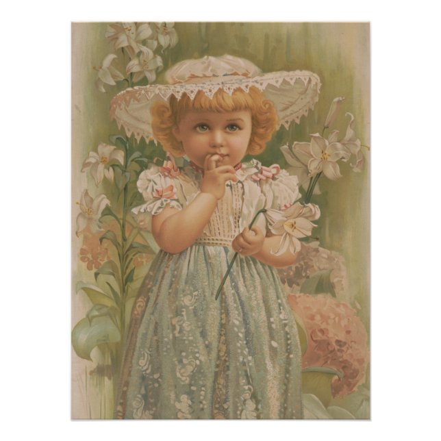 "A Budding Easter" Vintage Illustration, ca. 1890 Poster (Front)