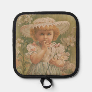 "A Budding Easter" Vintage Illustration, ca. 1890 Pot Holder