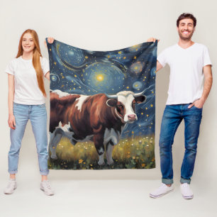 A Bull in The Starry Night Fleece Blanket