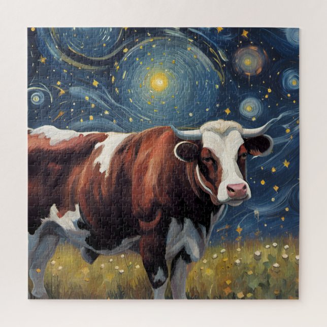 A Bull in The Starry Night Jigsaw Puzzle (Vertical)
