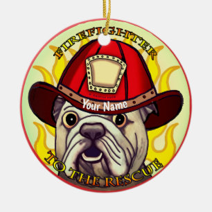 A Bulldog Firefighter custom firefighters ornament