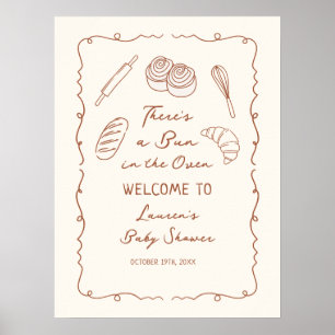 A Bun in the Oven Bakery Baby Shower Welcome Poster