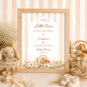 A Bun in the Oven Bakery Baby Shower Welcome Poster