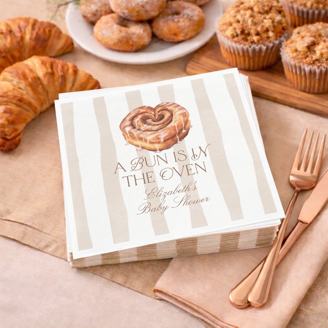 A Bun in the Oven Cinnamon Roll Theme Baby Shower Napkin (A Bun in the Oven Cinnamon Roll Theme Baby Shower Napkins)