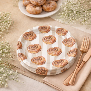 A Bun in the Oven Cinnamon Roll Theme Baby Shower Paper Plate