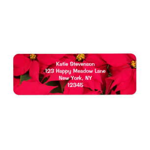 A bunch of Brightly Coloured Christmas Poinsettias Return Address Label