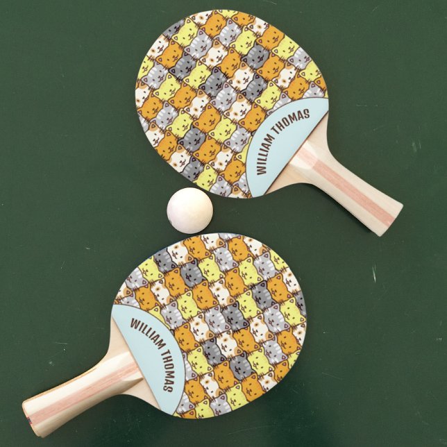 A Bunch of Cats Pattern Personalised Ping Pong Pad Ping Pong Paddle (Creator Uploaded)