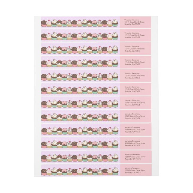 A Bunch of Cupcakes Wraparound Address Labels (Sheet)