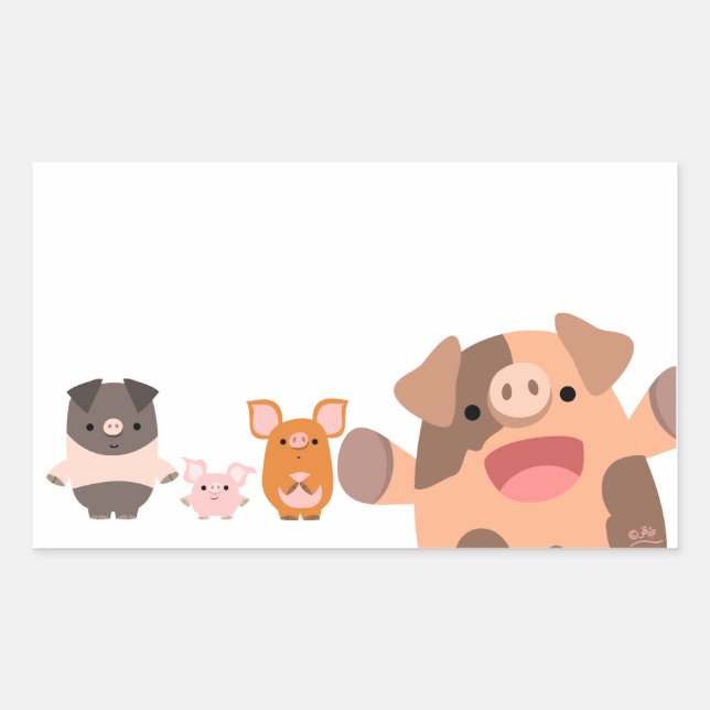 A Bunch of Cute Cartoon Pigs Sticker (Front)