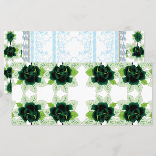 a bunch of green flowers on a white background menu