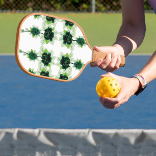 a bunch of green flowers on a white background pickleball paddle