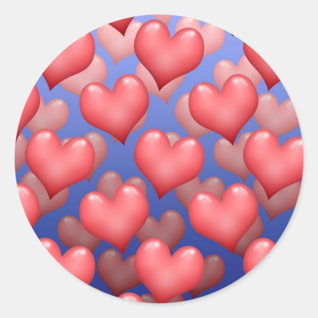 A Bunch of Hearts Classic Round Sticker (Front)