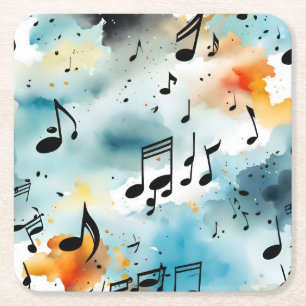 A bunch of musical notes square paper coaster