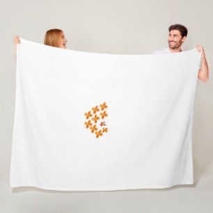 a bunch of orange and red flowers on a white backg fleece blanket