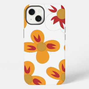 a bunch of orange and red flowers on a white backg iPhone 13 case