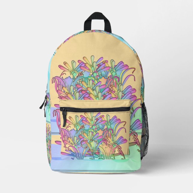 A Bunch Of Pastel Flowers Floral  Printed Backpack (Front)
