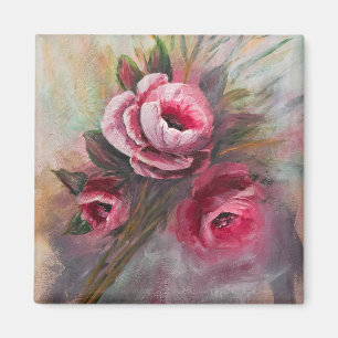 a Bunch of Pink Roses Painting done in Acrylic Magnet