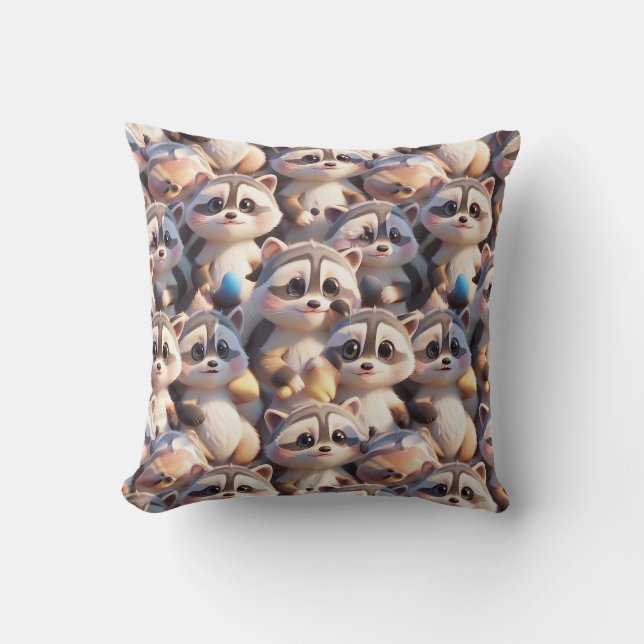 A bunch of raccoons cushion (Front)