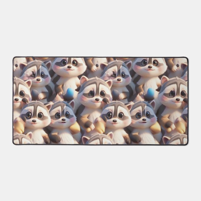 A bunch of raccoons desk mat (Front)