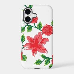 a bunch of red flowers on a white background