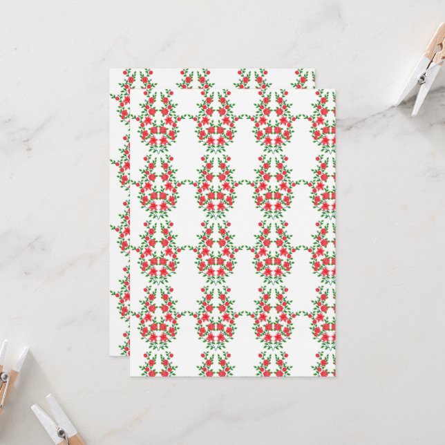 a bunch of red flowers on a white background invitation (Front/Back In Situ)
