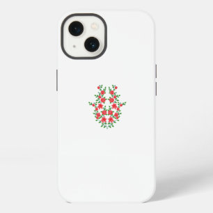 a bunch of red flowers on a white background iPhone 13 case