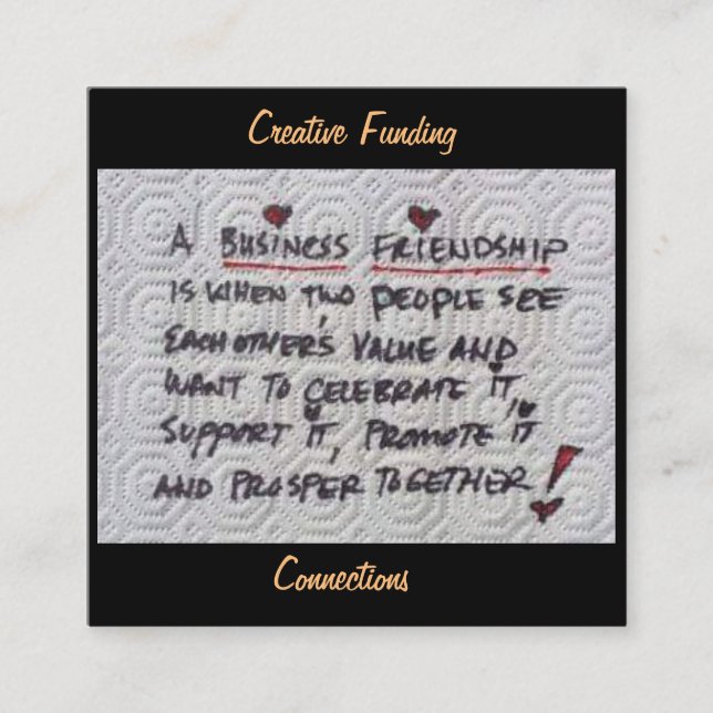 A Business Friendship  Square Business Card (Front)