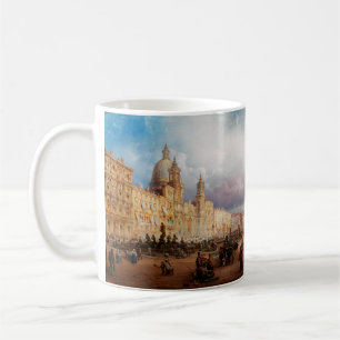 A bustling market on the Piazza Navona in Rome Coffee Mug