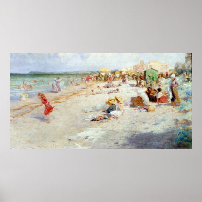 A Busy Beach in Summer Poster (Front)