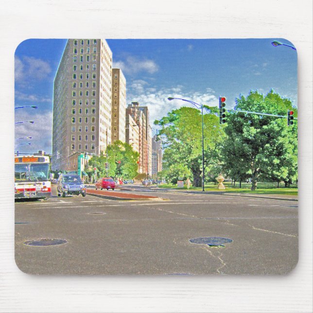 A Busy Chicago Afternoon Mouse Pad (Front)