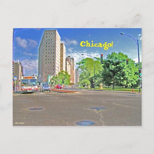 A Busy Chicago Afternoon Postcard (Front)